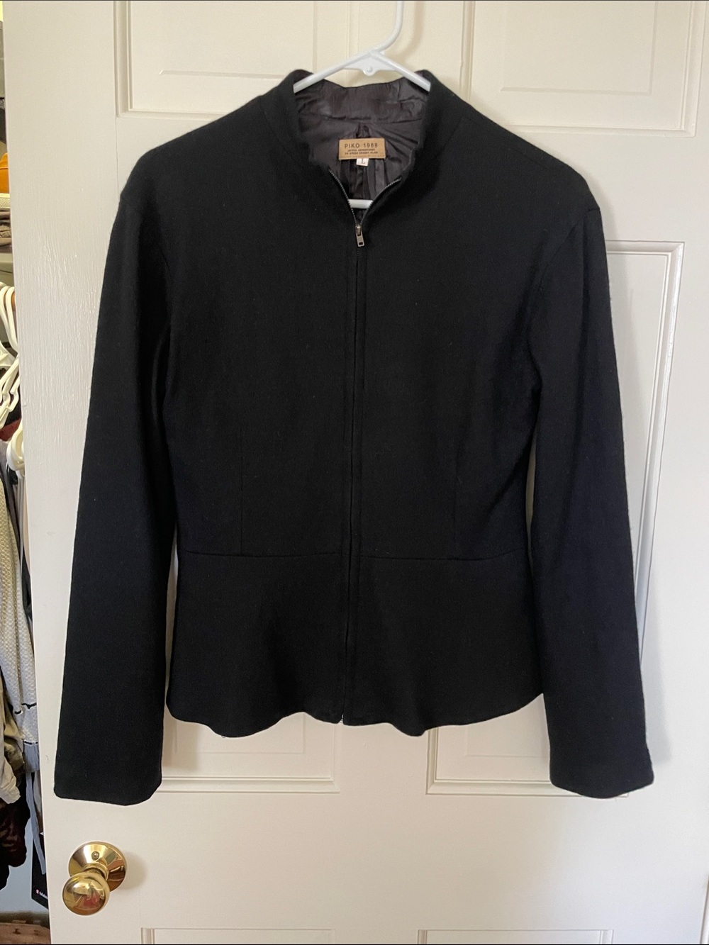 Pico 1988 Wool Black Zip-Front Peplum Jacket